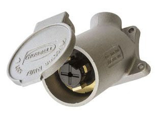 Hubbell HBL21447 Conduit Fittings | 30A 600V AC 20A 250V DC 3-Pole 4-Wire Industrial Flanged Inlet Locking Device