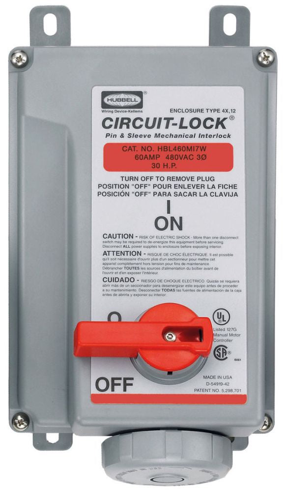 Hubbell HBL460MI7W Conduit & Fittings | IEC 60309 mechanical interlock Pin-and-sleeve