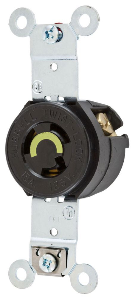 Hubbell HBL4710 Industrial Locking Devices Twist-Lock Flush Receptacle 15A 125V 2-Pole 3-Wire Grounding NEMA L5-15R