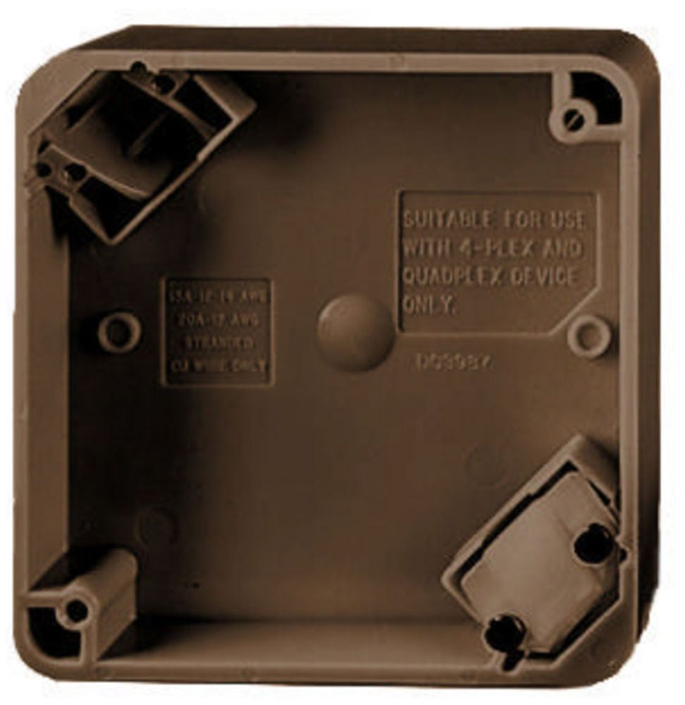 Hubbell HBL4PB Wiring Devices 4-Plex Portable Box 4" Square Brown