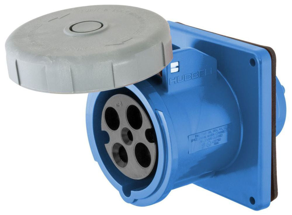Hubbell HBL5100R9W IEC Pin and Sleeve Receptacle | 100A 3-Phase 120/208V 4P5W Watertight