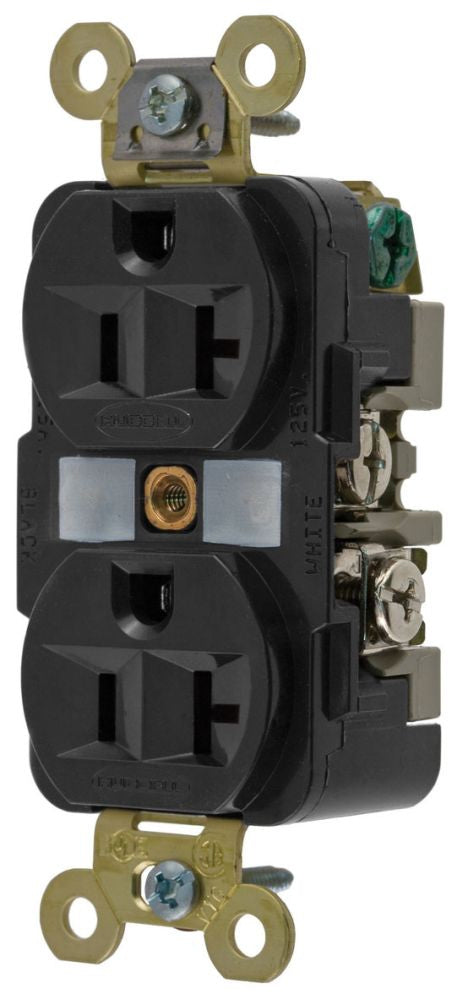 Hubbell HBL5362BK Specification Grade Duplex Receptacle | 20A 125V NEMA 5-20R