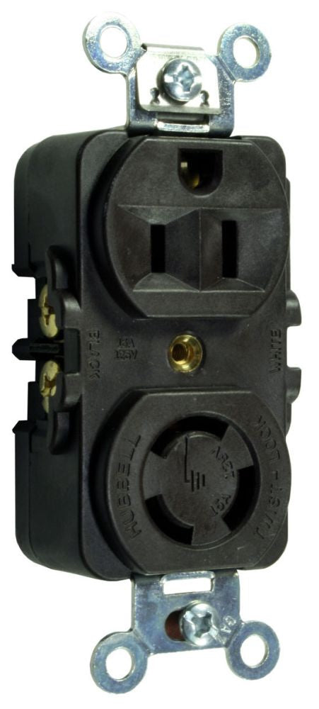 Hubbell HBL7371 Twist-Lock Duplex Receptacle 15A 125V/10A 250V 2P3W Industrial