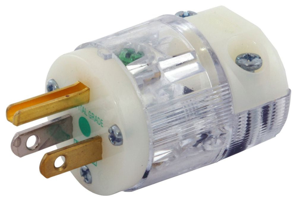 Hubbell HBL8215CT Plug | 15A 125V 2-Pole 3-Wire Grounding Hospital-Grade Insulgrip