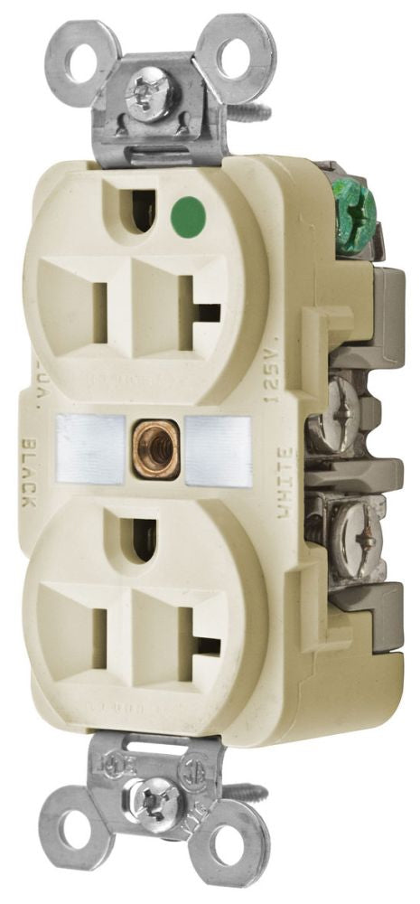 Hubbell HBL8300I Hospital Grade Duplex Receptacle | 20A 125V NEMA 5-20R HBL