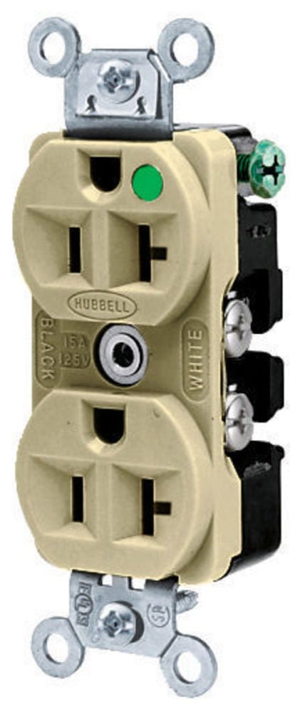 Hubbell HBL8300ILI Hospital Grade Duplex Receptacle | 20A 125V NEMA 5-20R
