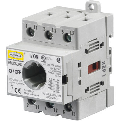 Hubbell HBLDS3RS Fuse Part And Accessory | 3-Pole 30A 600V AC Rotary Switch NEMA 4X