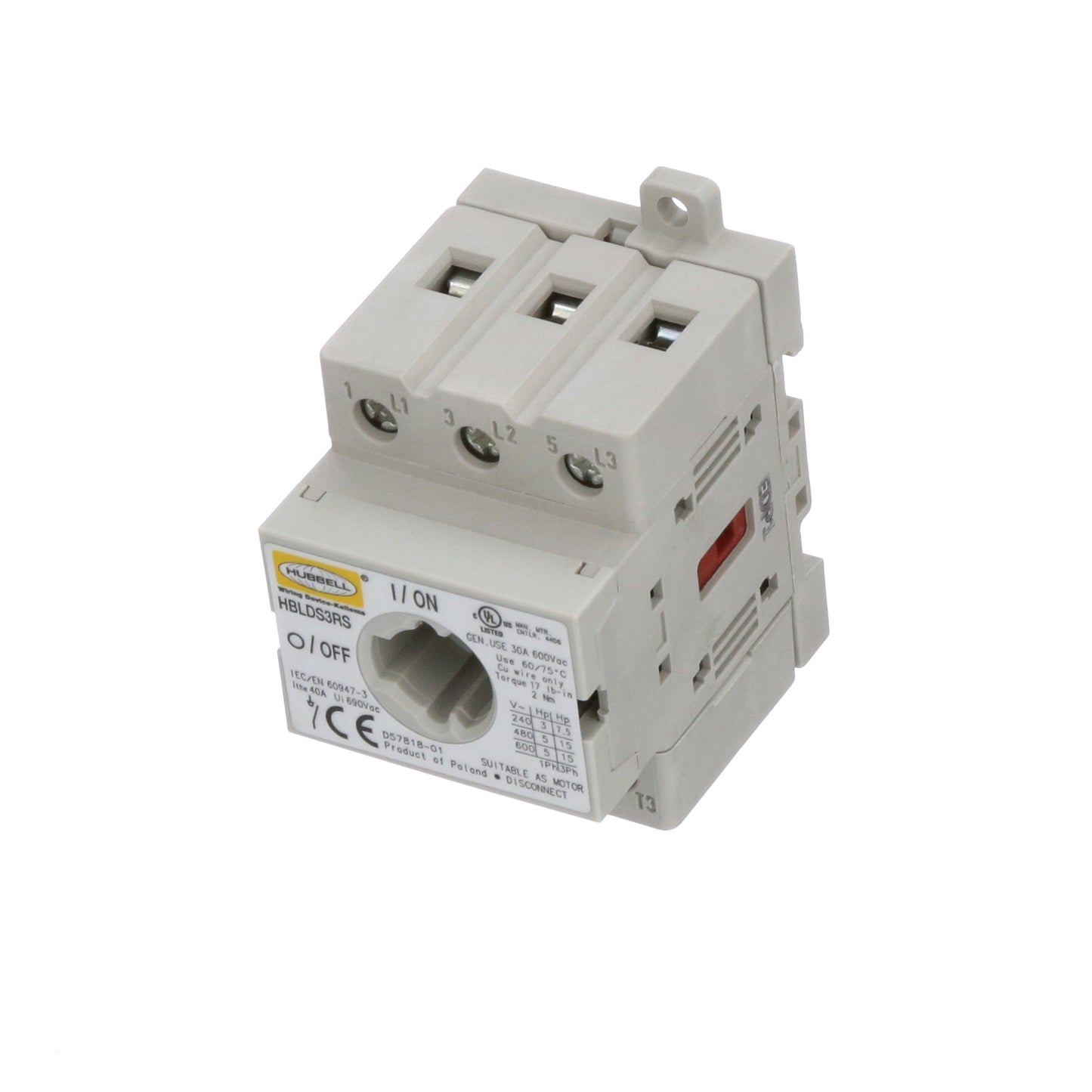 Hubbell HBLDS3RS Fuse Part And Accessory | 3-Pole 30A 600V AC Rotary Switch NEMA 4X