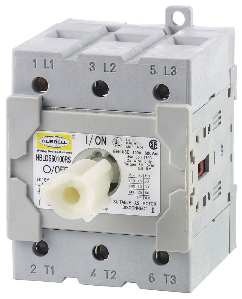 Hubbell HBLDS60100RS Non-fused motor disconnect switch