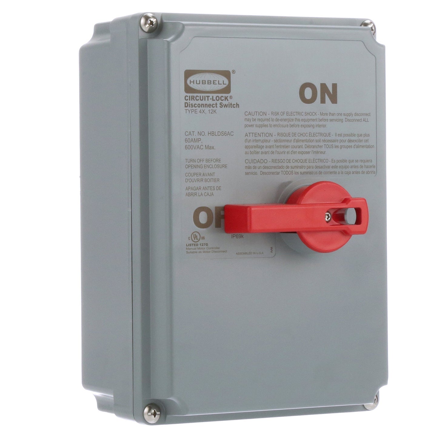 Hubbell HBLDS6AC Conduit & Fittings | Non-fused motor disconnect switch