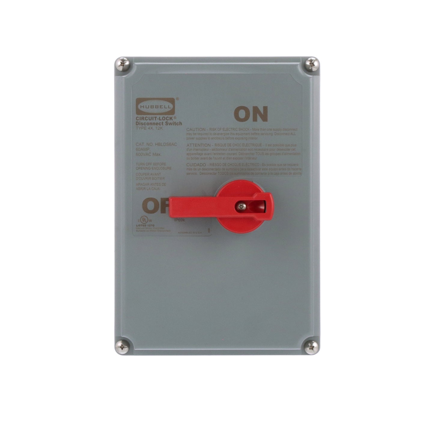 Hubbell HBLDS6AC Conduit & Fittings | Non-fused motor disconnect switch