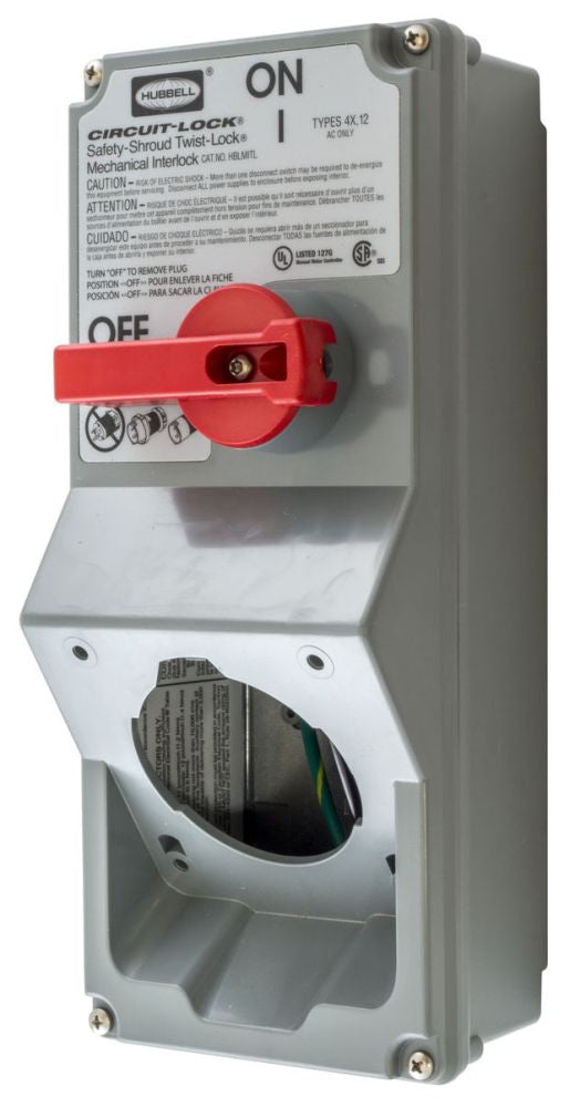 Hubbell HBLMITL Safety Switch | 30A 600V AC Switched Twist-Lock® Mechanical Interlock