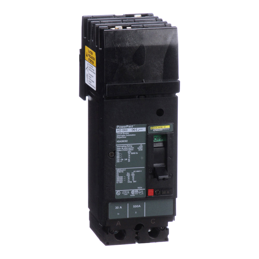 Square D HDA260302 Circuit Breaker | 600V 30A 2P 18kA@480V I-Line Plug-In Powerpact HDA