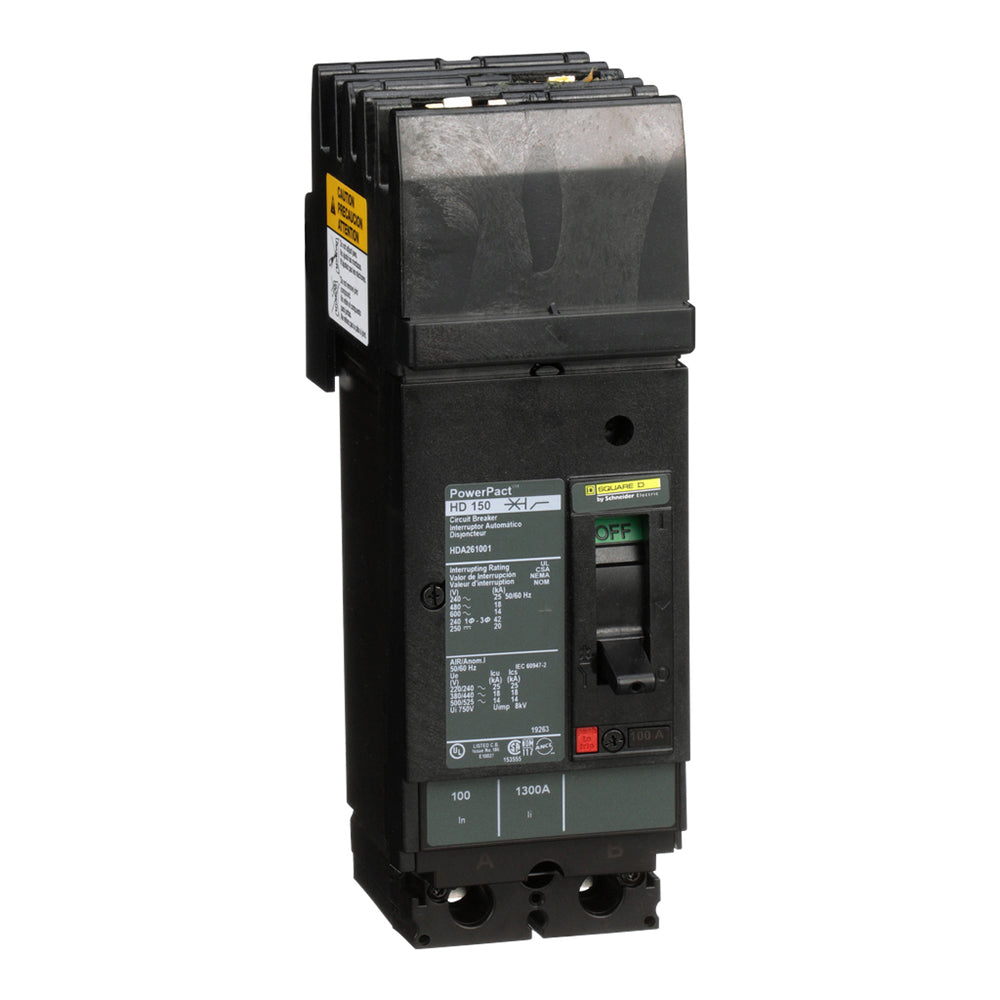 Square D HDA261001 Circuit Breaker | 600V 100A 2P 18kA@480V I-Line Plug-In Powerpact HDA