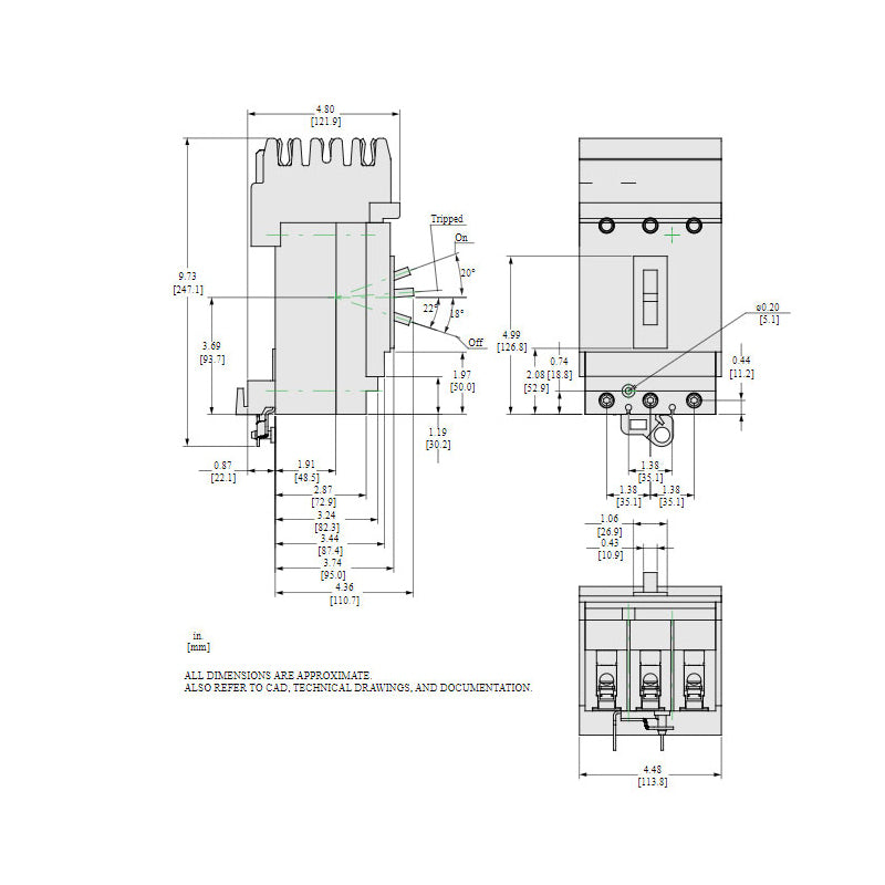 Square D HDA36015 Molded Case Circuit Breaker | 600V 15A 3P 18kA@480V I-Line Plug-In Powerpact HDA