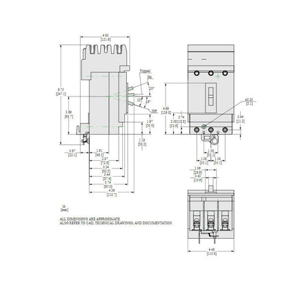 Square D HDA36015 Molded Case Circuit Breaker | 600V 15A 3P 18kA@480V I-Line Plug-In Powerpact HDA