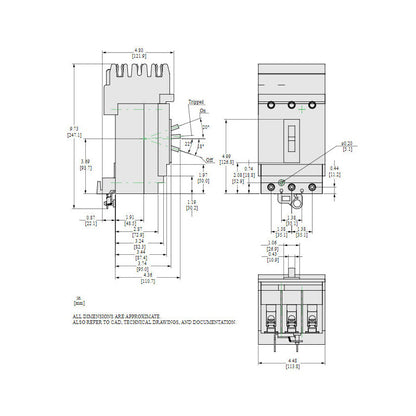 Square D HDA36020 Circuit Breaker | 600V 20A 3P 18kA@480V I-Line Plug-In Powerpact HDA