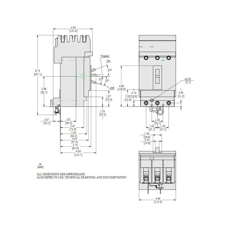 Square D HDA36025 Circuit Breaker | 600V 25A 3P 18kA@480V I-Line Plug-In Powerpact HDA