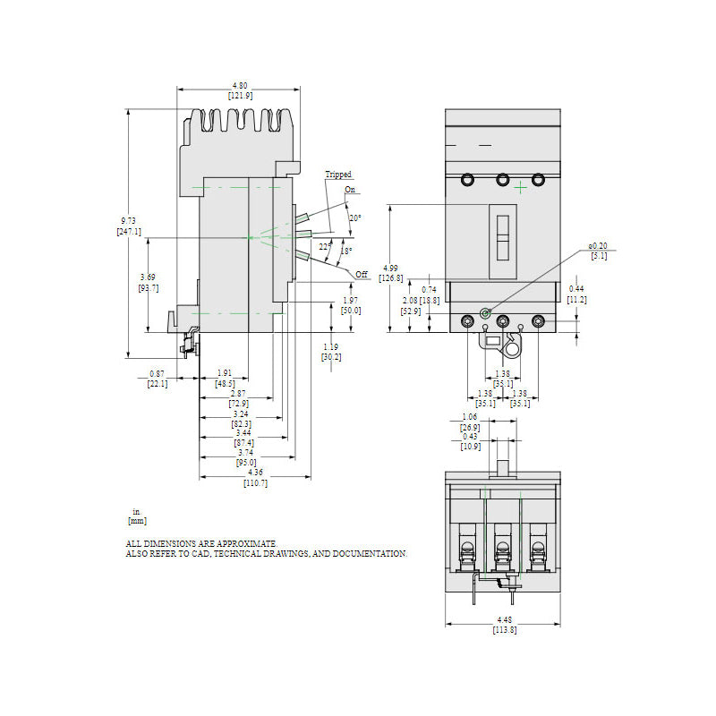 Square D HDA36030 Circuit Breaker | 600V 30A 3P 18kA@480V I-Line Style Plug-In Powerpact