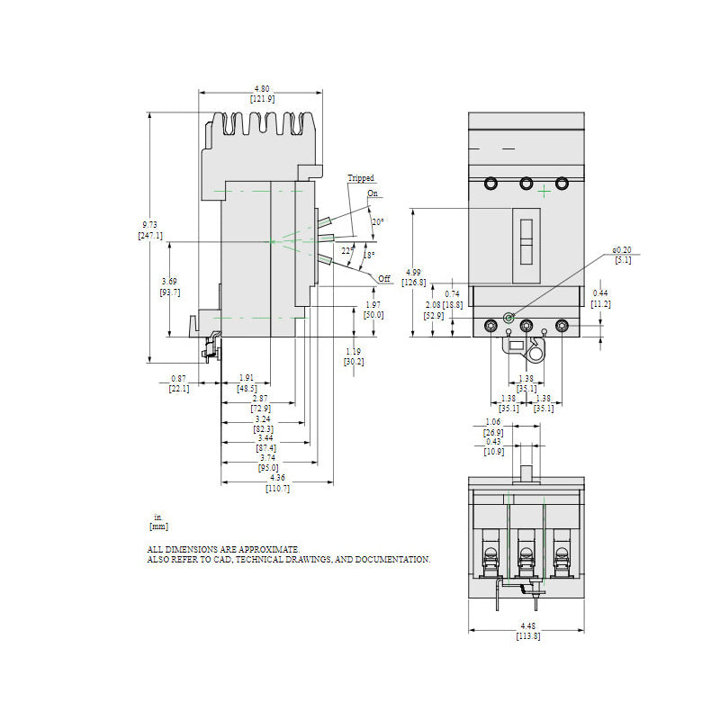 Square D HDA36035 Circuit Breaker | 600V 35A 3P 18kA@480V I-Line Plug-In Powerpact