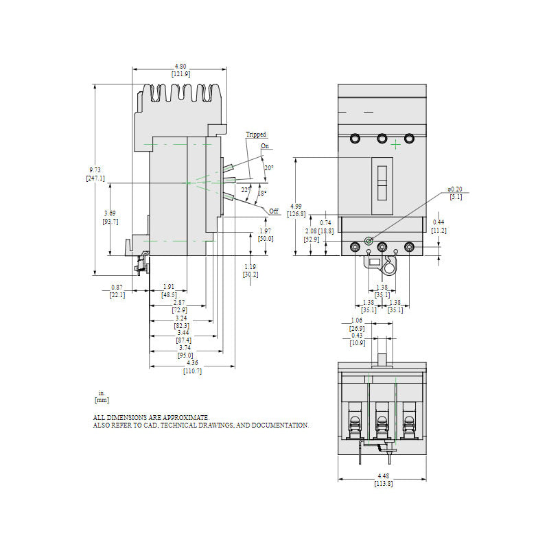 Square D HDA36040 Circuit Breaker | 600V 40A 3P 18kA@480V I-Line Style Plug-In Powerpact