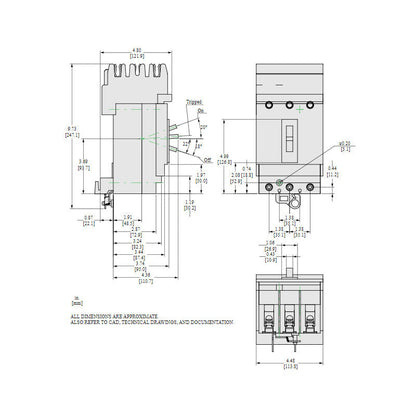 Square D HDA36040 Circuit Breaker | 600V 40A 3P 18kA@480V I-Line Style Plug-In Powerpact