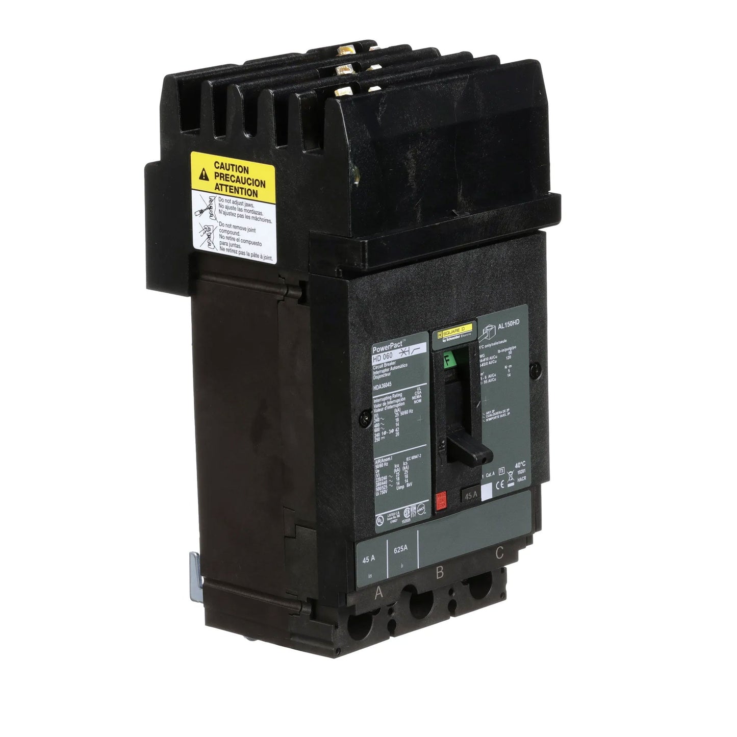 Square D HDA36045 Circuit Breaker | 600V 45A 3P 18kA@480V I-Line Plug-In Powerpact