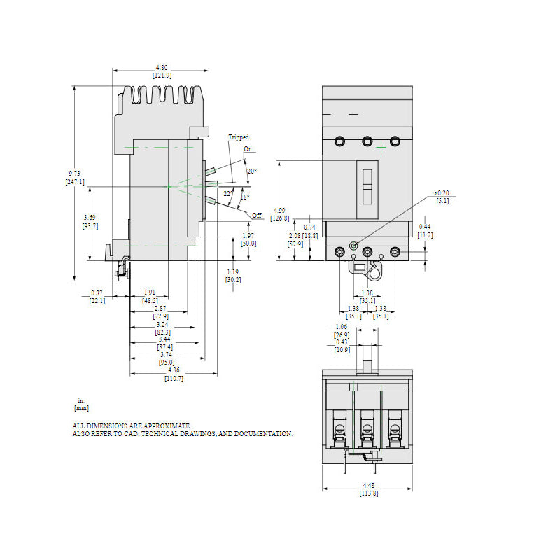 Square D HDA36045 Circuit Breaker | 600V 45A 3P 18kA@480V I-Line Plug-In Powerpact