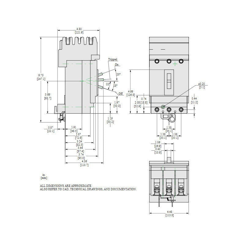 Square D HDA36050 Molded Case Circuit Breaker | 600V 50A 3P 18kA@480V I-Line Plug-In Powerpact HDA