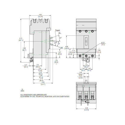 Square D HDA36050 Molded Case Circuit Breaker | 600V 50A 3P 18kA@480V I-Line Plug-In Powerpact HDA