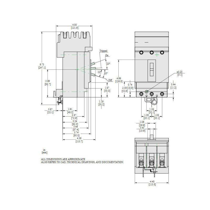 Square D HDA36060 Molded Case Circuit Breaker | 600V 60A 3P 18kA@480V I-Line Plug-In Powerpact HDA