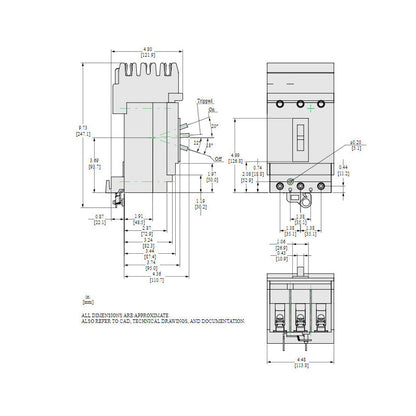 Square D HDA36060 Molded Case Circuit Breaker | 600V 60A 3P 18kA@480V I-Line Plug-In Powerpact HDA