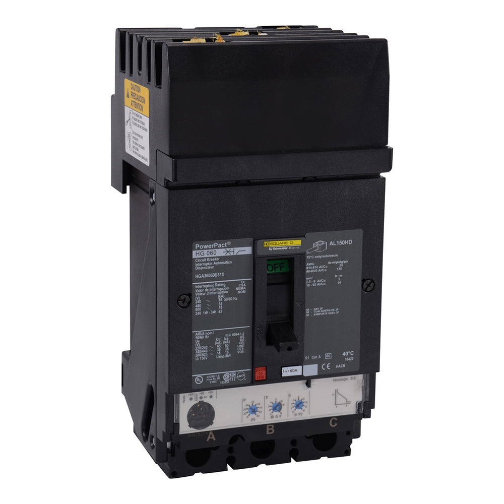 Square D HDA36060U31X Circuit Breaker | Powerpact HDA 600V 60A