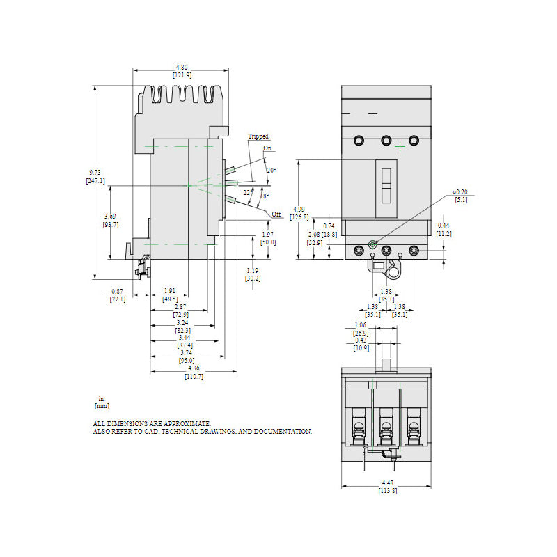 Square D HDA36060U33X Circuit Breaker | 600V 60A 3P 18kA@480V I-Line Style Plug-In Powerpact