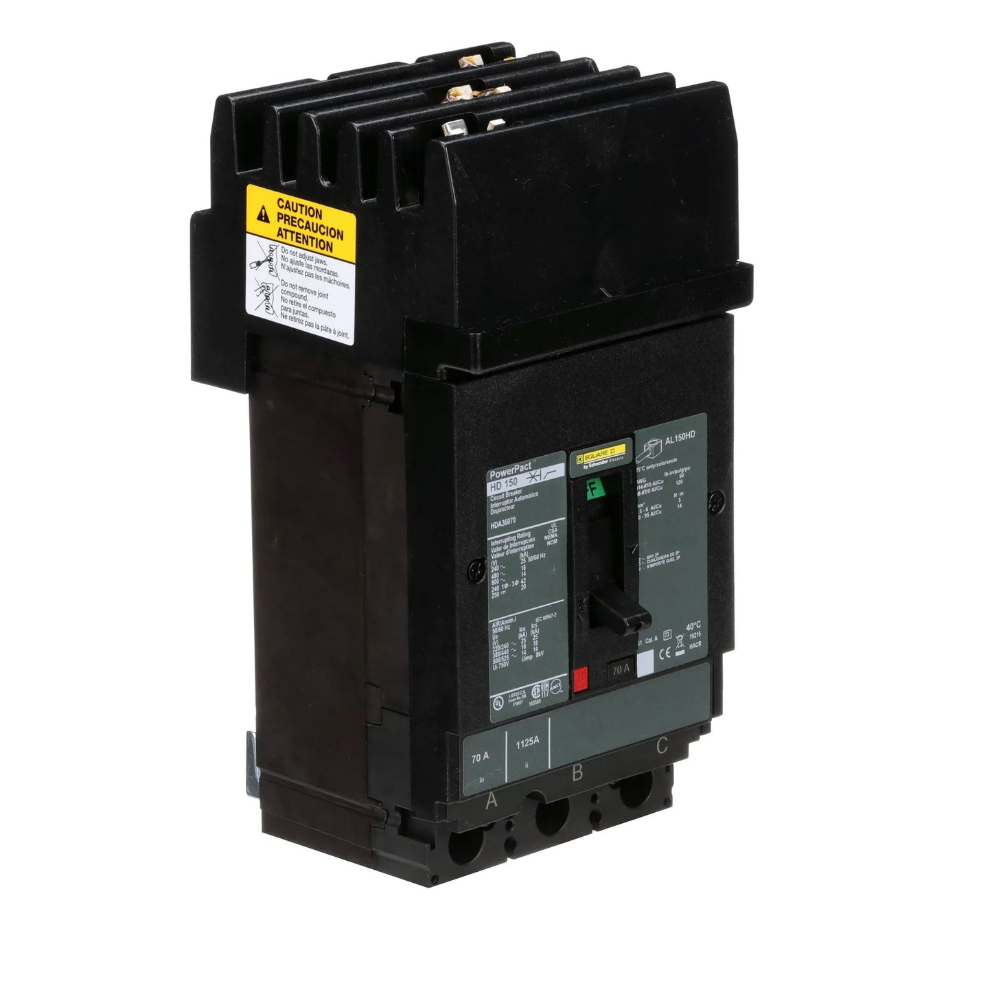 Square D HDA36070 Circuit Breaker | 600V 70A 3P 18kA@480V I-Line Style Plug-In Powerpact