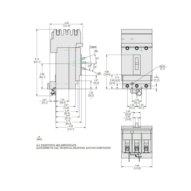 Square D HDA36070 Circuit Breaker | 600V 70A 3P 18kA@480V I-Line Style Plug-In Powerpact