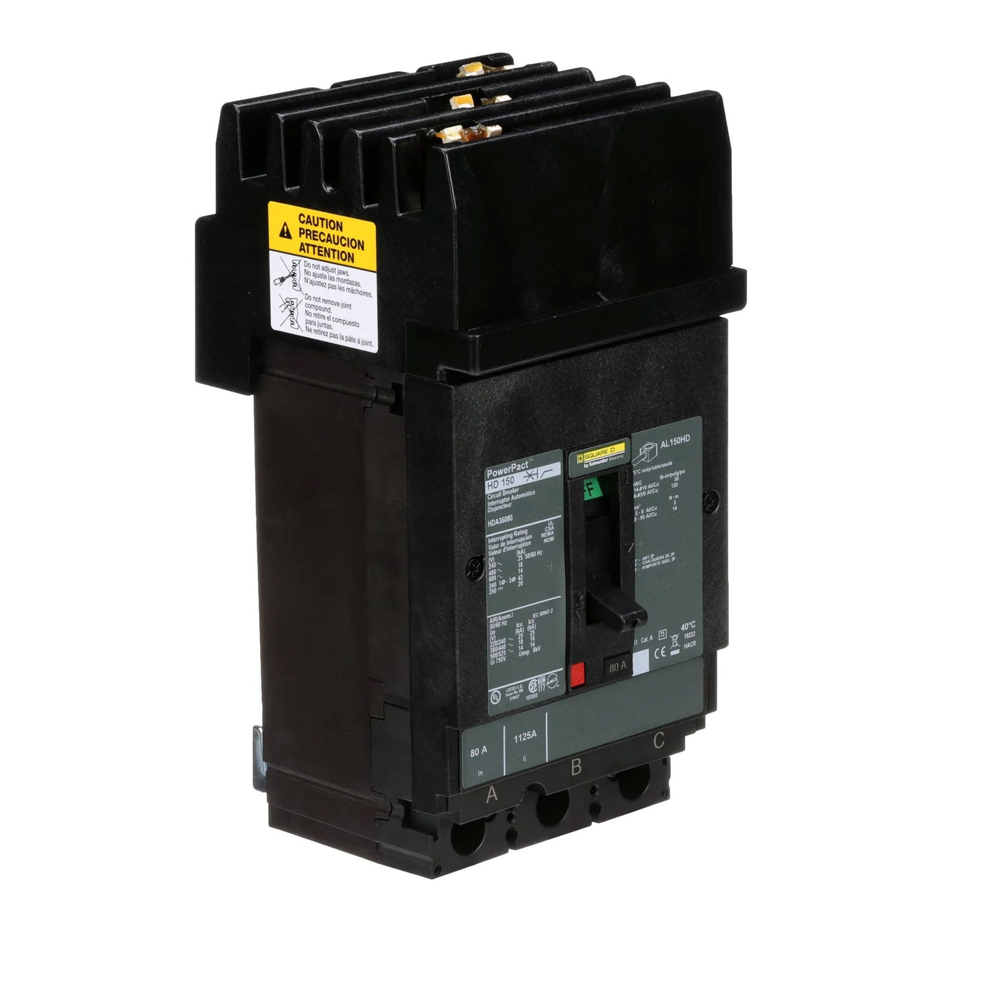 Square D HDA36080 Circuit Breaker | 600V 80A 3P 18kA@480V I-Line Plug-In Powerpact HDA