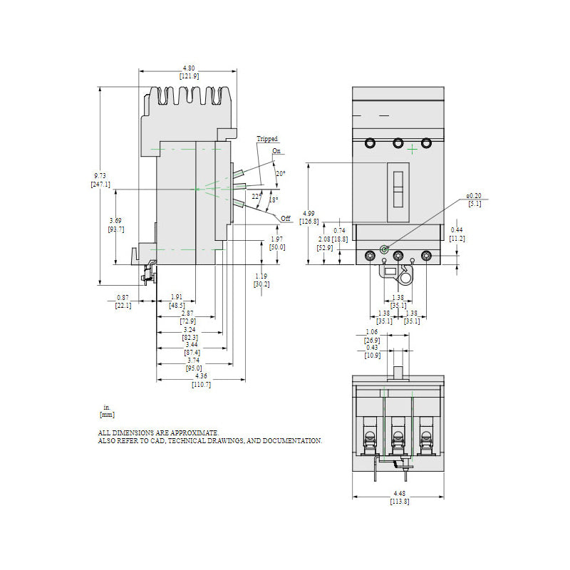 Square D HDA36090 Circuit Breaker | 600V 90A 3P 18kA@480V I-Line Plug-In Powerpact