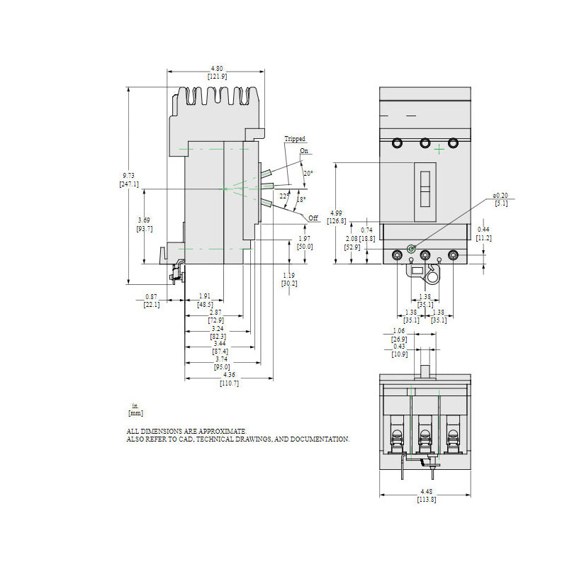 Square D HDA36100U31X Circuit Breaker | 600V 100A 3P 18kA@480V I-Line Style Plug-In Powerpact