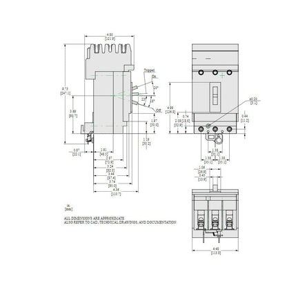 Square D HDA36100U31X Circuit Breaker | 600V 100A 3P 18kA@480V I-Line Style Plug-In Powerpact