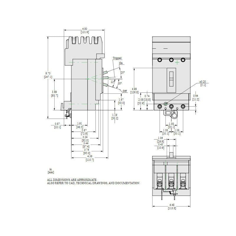 Schneider Electric HDA36100U53X Circuit Breaker | 600V 100A 3P 18kA@480V I-Line Style Plug-In Powerpact