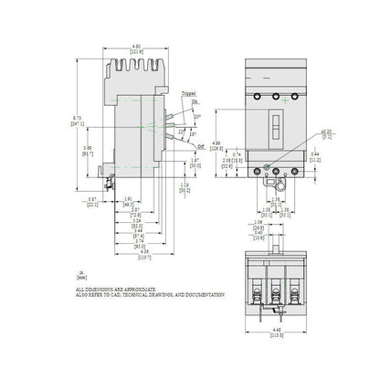 Schneider Electric HDA36100U53X Circuit Breaker | 600V 100A 3P 18kA@480V I-Line Style Plug-In Powerpact