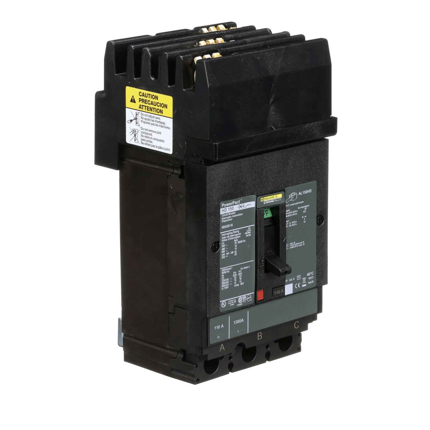 Square D HDA36110 Circuit Breaker | 600V 110A 3P 18kA@480V I-Line Style Plug-In Powerpact