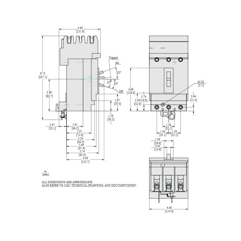 Square D HDA36110 Circuit Breaker | 600V 110A 3P 18kA@480V I-Line Style Plug-In Powerpact
