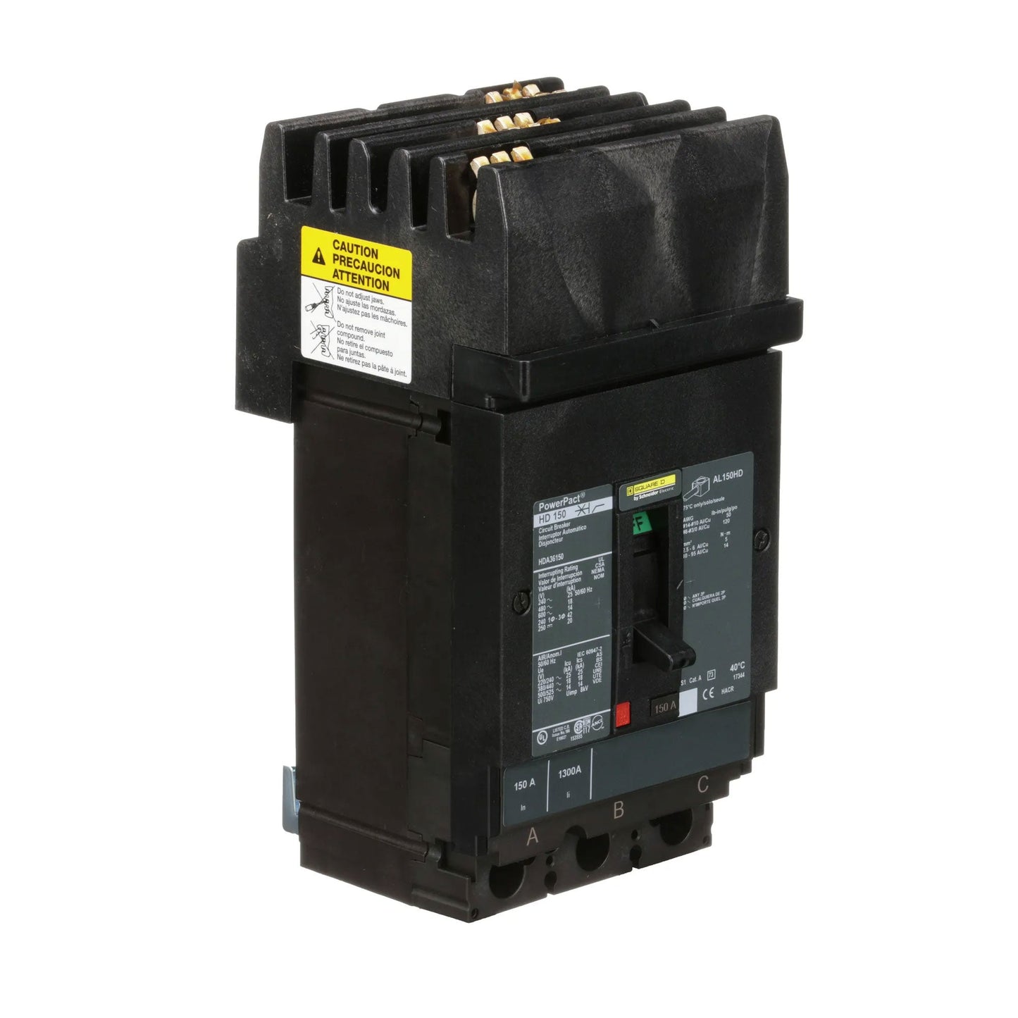 Square D HDA36150 Circuit Breaker | 600V 150A 3P 18kA@480V I-Line Style Plug-In Powerpact