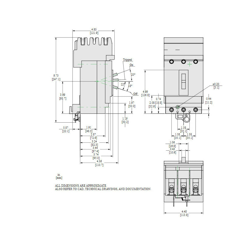 Square D HDA36150 Circuit Breaker | 600V 150A 3P 18kA@480V I-Line Style Plug-In Powerpact