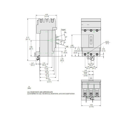 Square D HDA36150 Circuit Breaker | 600V 150A 3P 18kA@480V I-Line Style Plug-In Powerpact