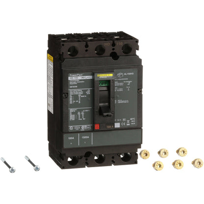 Square D HDF36100 Circuit Breaker | 600V 100A 3P 18kA@480V Bolt-On Powerpact HDF