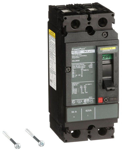 HDL26050 - Square D/ Schneider Electric Feed-Thru 50 Amp 2 Pole Circuit Breaker - Essential Electric Supply