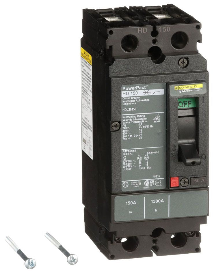 HDL26150 - Square D/ Schneider Electric Feed-Thru 150 Amp 2 Pole Circuit Breaker - Essential Electric Supply
